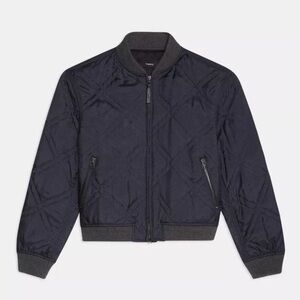 Theory  Dark Blue Quilted Bomber Jacket
